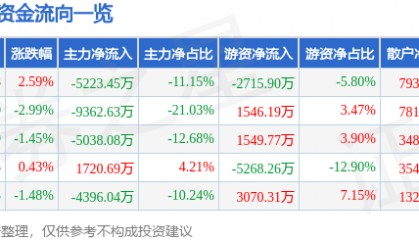 股票行情快报：易华录（300212）8月11日主力资金净卖出5223.45万元