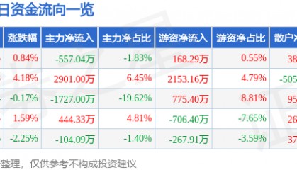 股票行情快报：安凯客车（000868）5月21日主力资金净卖出557.04万元