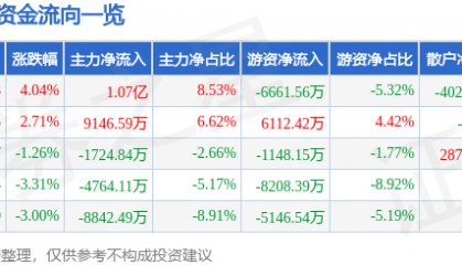 股票行情快报：海兰信（300065）4月21日主力资金净买入1.07亿元